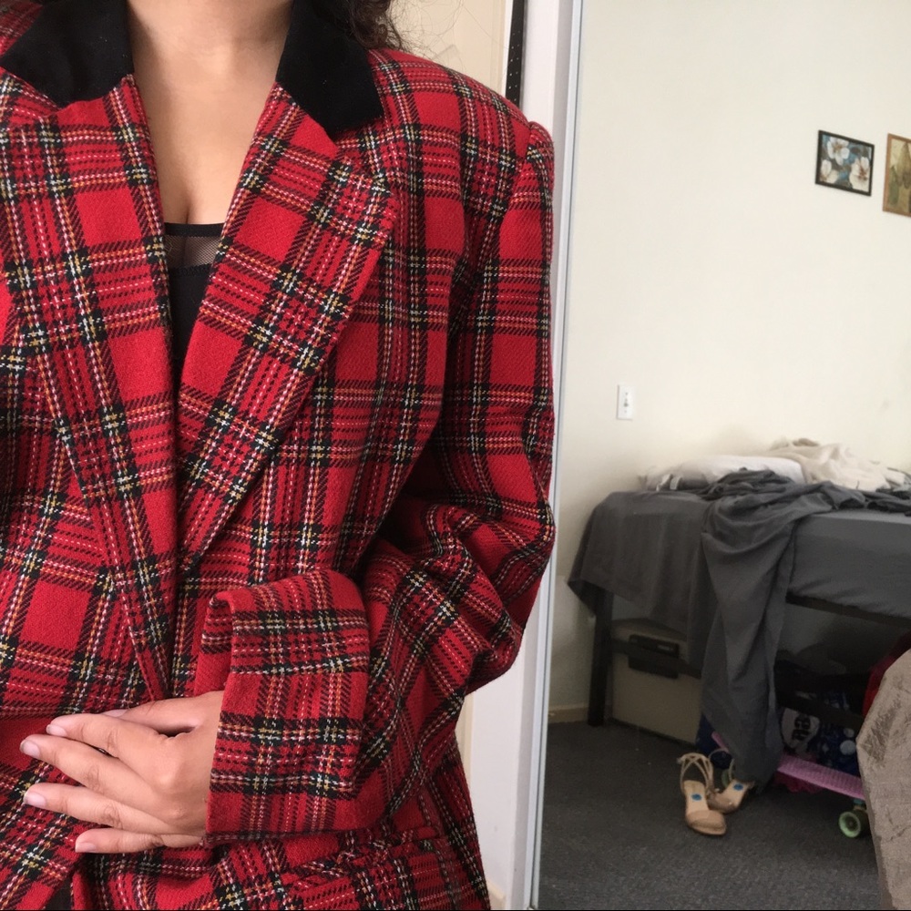 80s Holiday plaid blazer
